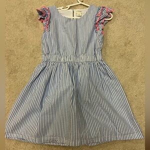 Crewcuts girls sz 7 seersucker with pink edge detail dress